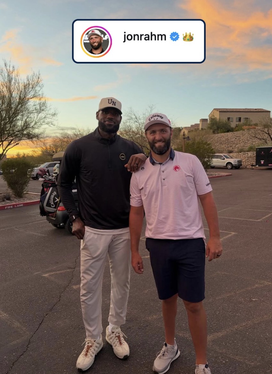 Jon Rahm and LeBron James outside a Scottsdale country club